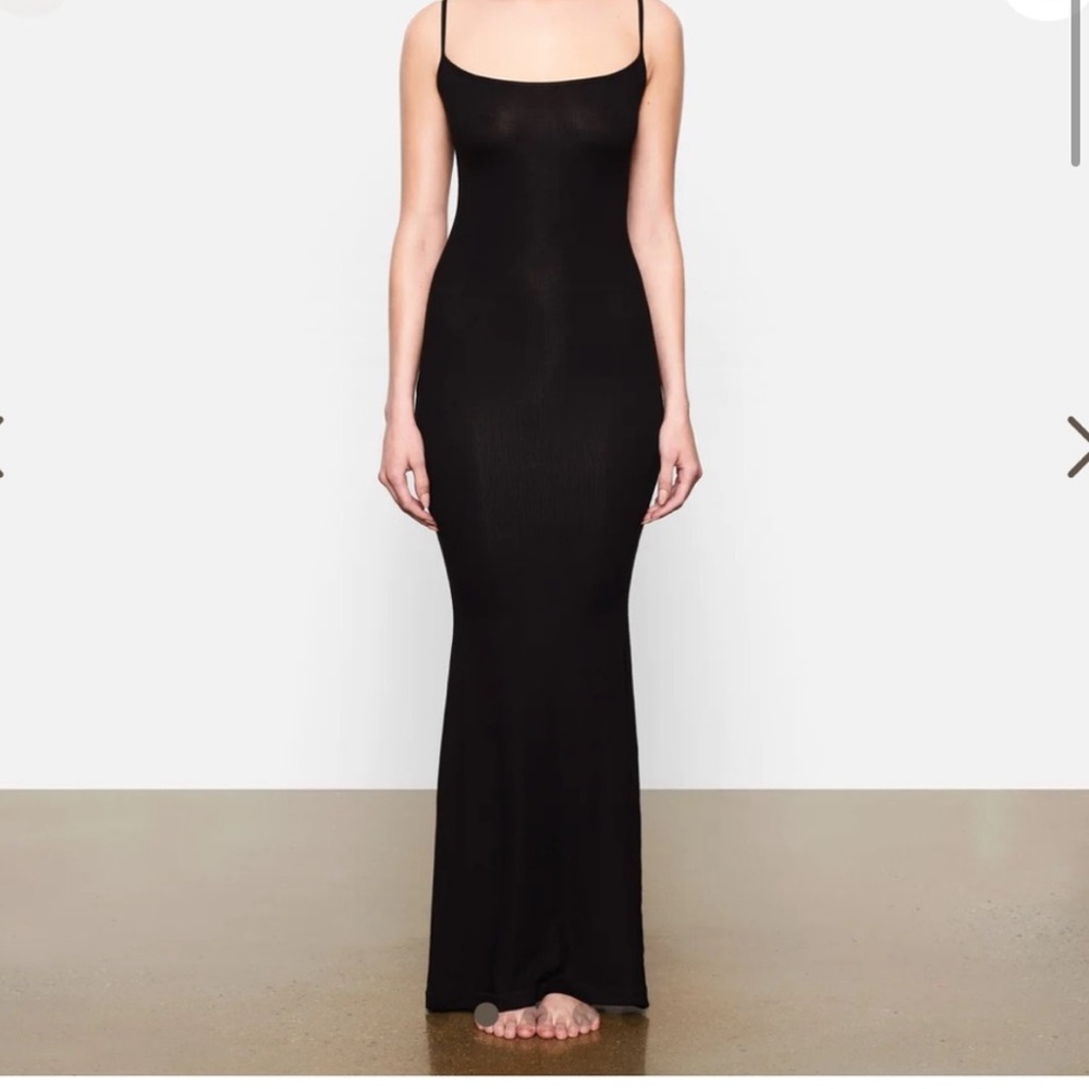 SKIMS Black Sleeveless Sheath Maxi Dress